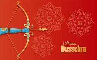 happy dussehra celebration card with hand and arch vector