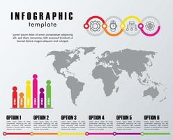 infographic template statistics with earth planet maps vector