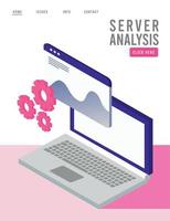 data analysis technology with laptop and webpage template vector
