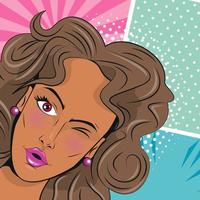 beautiful brunette woman pop art style poster vector