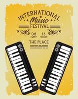 cartel del festival internacional de música con pianos vector