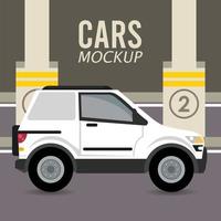 camper mockup car vehicle in parking zone icon vector