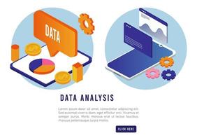 tecnología de análisis de datos con tabletas y teléfonos inteligentes vector