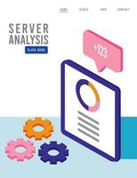 data analysis technology with tablet device and gears settings vector