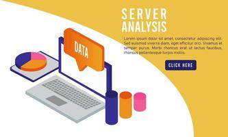 data analysis technology with laptop and speech bubble vector