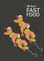 shrimp skewers delicious fast food icon vector