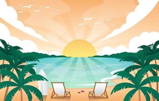 Sunset on the Beach Summer Scenery Background vector