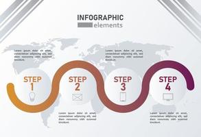 statistics infographics steps with earth maps in gray background vector