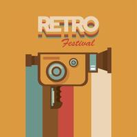 retro festival lettering poster with video camera device vector