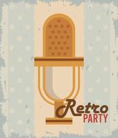 retro party lettering poster with microphone vector