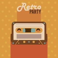 cartel de letras de fiesta retro con cassette vector