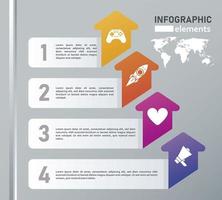 statistics infographics steps with arrows up in gray background vector