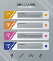 statistics infographics steps with arrows down in gray background vector