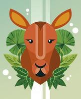 wild camel animal nature character with leafs vector