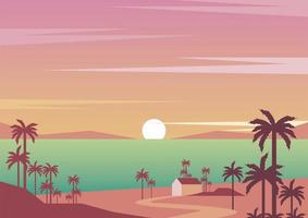 seascape sunset aventure travel landscape scene vector