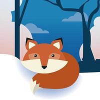 fox wild animal nature character in the snowscape vector