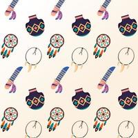 dreamcatcher with knifes and necklaces ethnic culture pattern vector