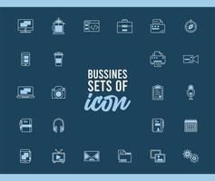 bundle of twenty four business techno set icons and lettering vector