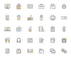 bundle of thirty business techno set icons vector