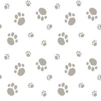 Seamless pattern with animal paw prints Gray paws on a white background Vector illustration endless background