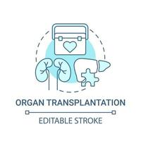 Organ transplantation blue concept icon vector