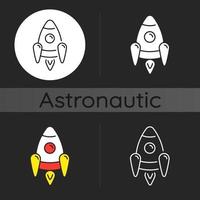 Space rocket dark theme icon vector