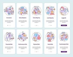 Product adoption onboarding mobile app page screen with concepts set vector