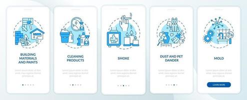 At home air pollution onboarding mobile app page screen with concepts vector