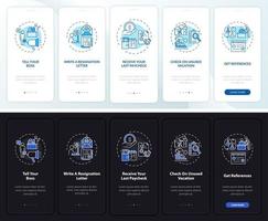 Resignation checklist onboarding mobile app page screen with concepts vector