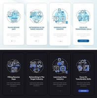 Transition job pros onboarding mobile app page screen with concepts vector