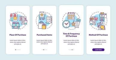 Customer behavior patterns onboarding mobile app page screen with concepts vector