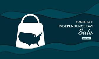 America Independence Day With Bag Map Papercut vector