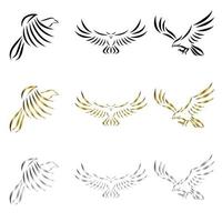 Set of line art vector logo of eagle Can be used as a logo Or decorative items