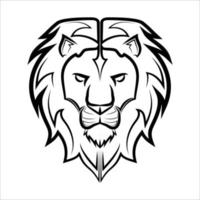 Black and white line art of the front of the lion head It is sign of leo zodiac Good use for symbol mascot icon avatar tattoo T Shirt design logo or any design vector