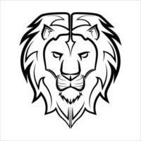 arte lineal en blanco y negro del frente de la cabeza de león es signo de leo zodiaco buen uso del símbolo icono de mascota avatar tatuaje diseño de camiseta logo o cualquier diseño vector