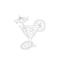 Vector icon of a summer cocktail with an orange slice