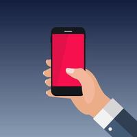 Hand holding  smartphone flat style vector
