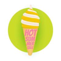 fondo de cartel de venta de verano caliente con helado vector