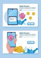 payment online technology with smartphones vector