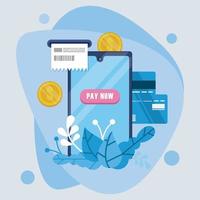 payment online technology with smartphone and credit card vector