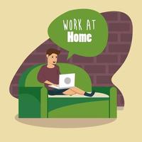 man using laptop work at home vector