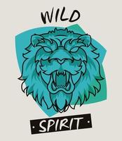 wild lion spirit creative design vector