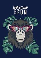 welcome to the fun with gorilla using glasses vector
