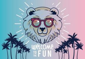 welcome to the fun with bear using glasses vector