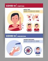 covid19 prevention methods and symptoms vector