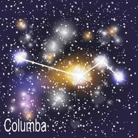 constelación de columba con hermosas estrellas brillantes en el fondo de la ilustración de vector de cielo cósmico