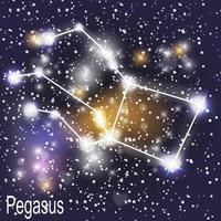 Pegasus Constellation with Beautiful Bright Stars on the Background of Cosmic Sky Vector Illustration