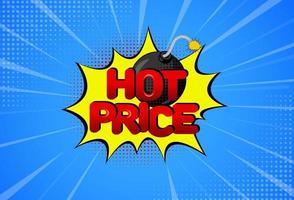 Hot Price Sale Background with Speech Bubble and Bomb in Pop Art Style vector