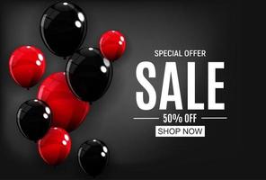Abstract Designs Sale Banner Template with Balloons vector