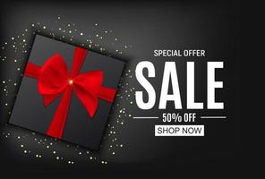 Abstract Designs Sale Banner Template with Gift Box Vector Illustration
